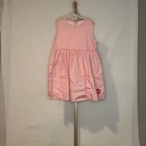 Pink Smiling Button Gingham Sleeveless Dress